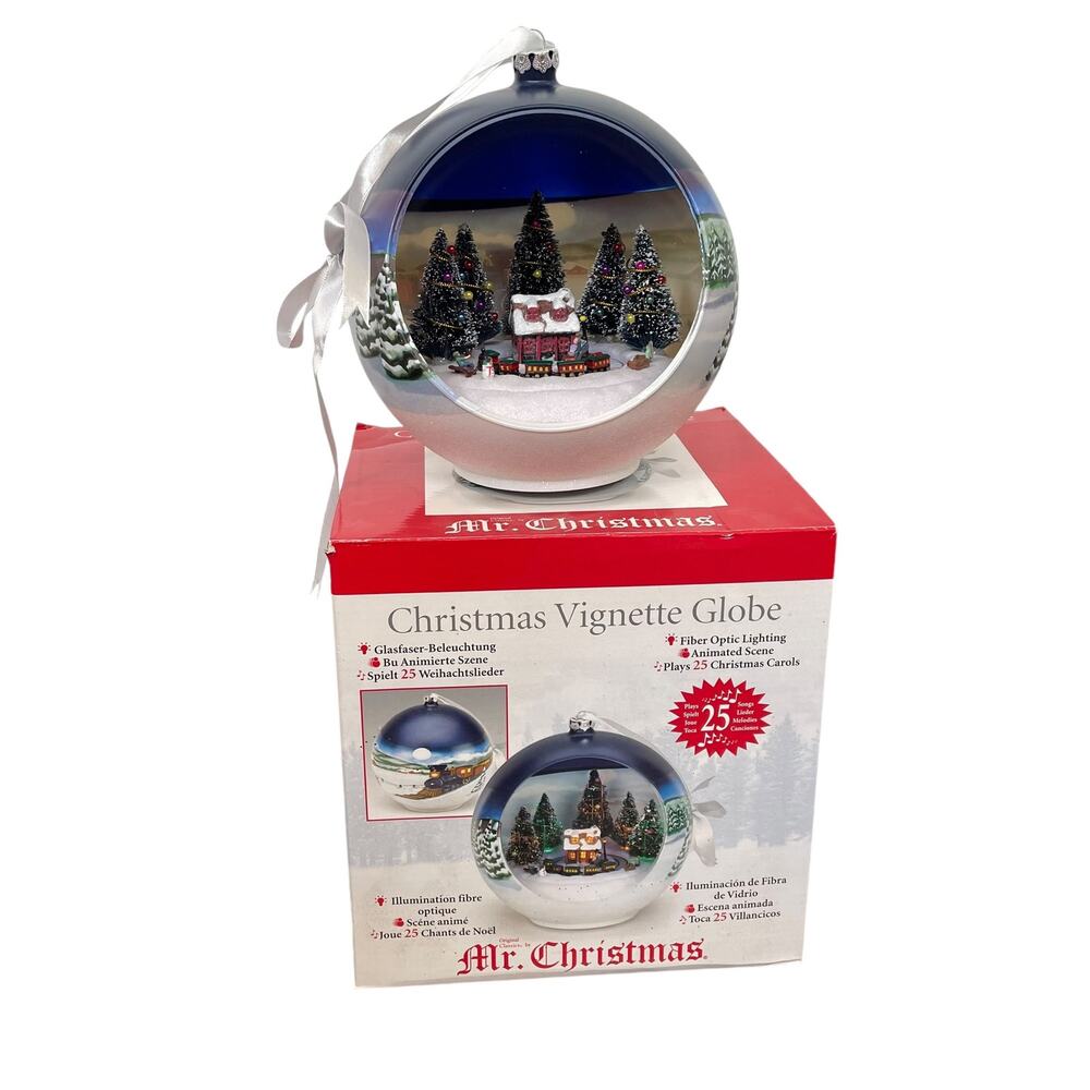 Mr Christmas Animated Train Fiber Optic Musical Jumbo Ball Ornament 25 Songs